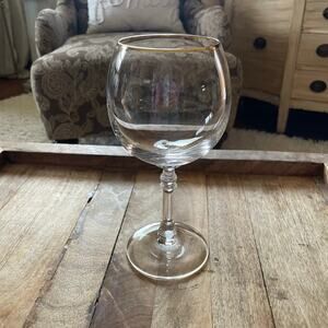 Ralph Lauren Crystal Bedford Gold Water Goblet with Gold Trim EUC Discontinued